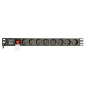 Schuko 19" 8 virzienu daudzligzdu adapteris ar ieslēgšanas/izslēgšanas slēdzi GEMBIRD EG-PDU-014-FC14 (3 m)
