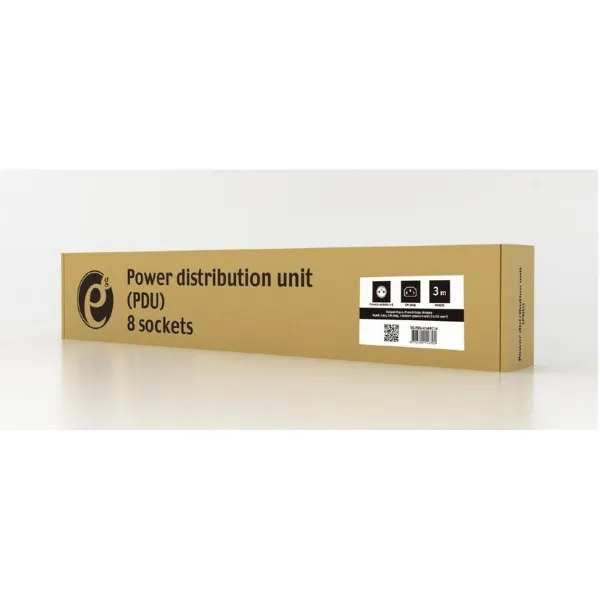 Schuko 19" 8 virzienu daudzligzdu adapteris ar ieslēgšanas/izslēgšanas slēdzi GEMBIRD EG-PDU-014-FC14 (3 m)