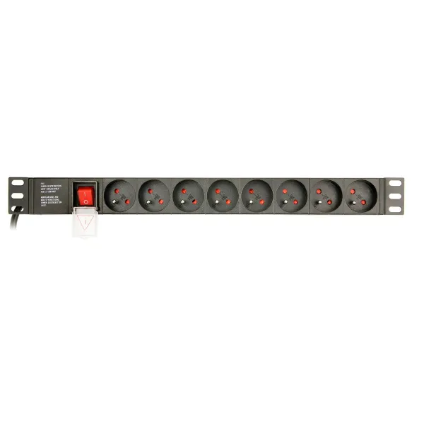Schuko 19" 8 virzienu daudzligzdu adapteris ar ieslēgšanas/izslēgšanas slēdzi GEMBIRD EG-PDU-014-FC14 (3 m)