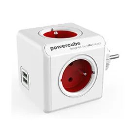 Kontaktdakša ar vairākiem spraudņiem Allocacoc PowerCube Original USB Type E Sarkans