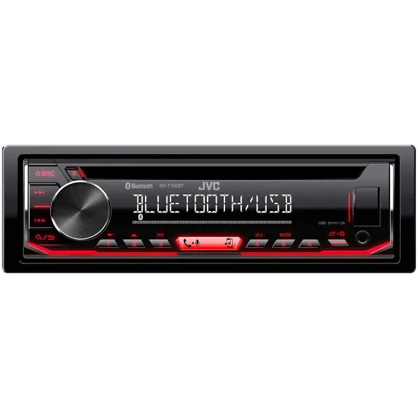 Radio CD automobiliams Kenwood KD-T702BT Juoda Raudona