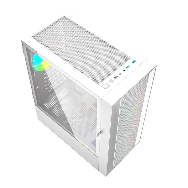 ATX Semi-tower Korpus GEMBIRD Fornax 4000W ARGB Valge Mitmevärviline
