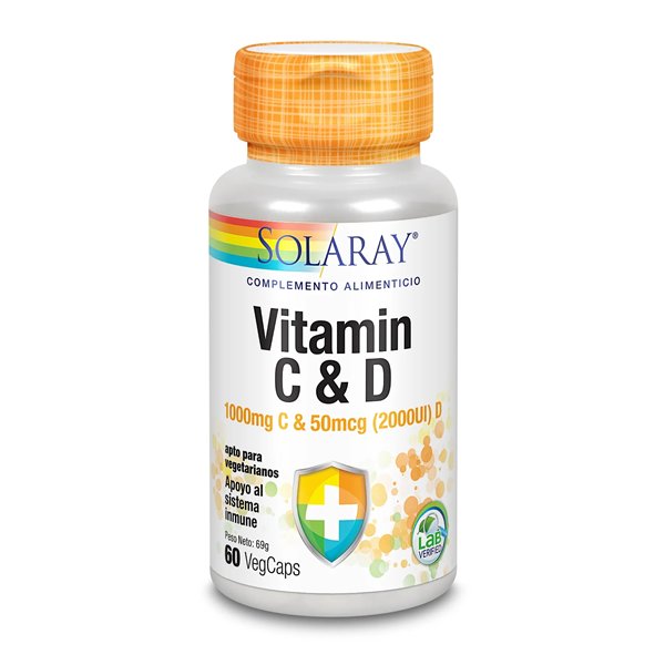 Solaray Vitamina C y D 60 Vcaps