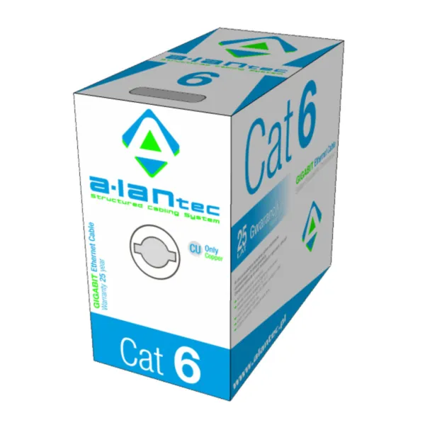 UTP 6 kategorijos kietas tinklo laidas Alantec KIU6PVC305 Pilka 305 m