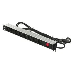 Schuko 19" 8 virzienu daudzligzdu adapteris ar ieslēgšanas/izslēgšanas slēdzi Actina PZ081U (1,8 m)