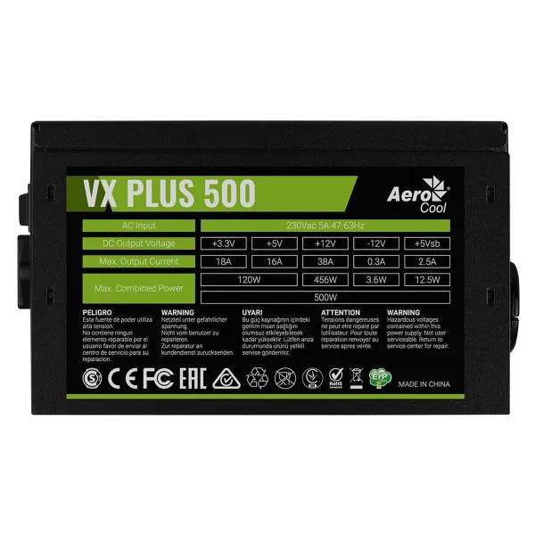 Strāvas padeve Aerocool VX Plus 500 500 W ATX 80 PLUS
