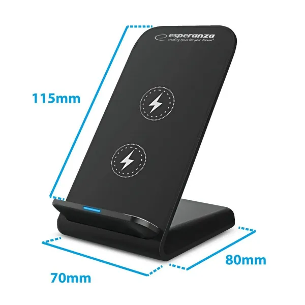 juhtmevaba laadija koos mobiiltelefoni hoidjaga Esperanza EZC101 Must
