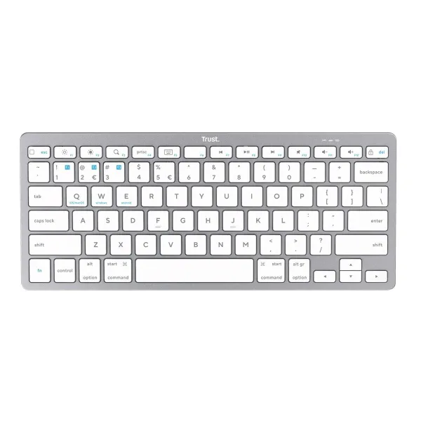 Belaidė klaviatūra Trust 24651 Qwerty US Sidabras Monochrominis