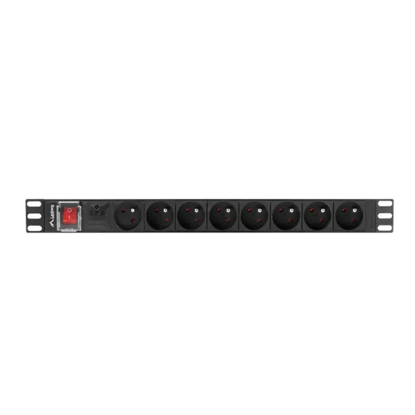 Schuko 19" 6 virzienu daudzligzdu adapteris Lanberg PDU-06E-0200-BK (2 m)