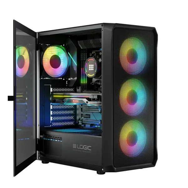 ATX Semi-tower Korpus Logic PORTOS ARGB Valge Must