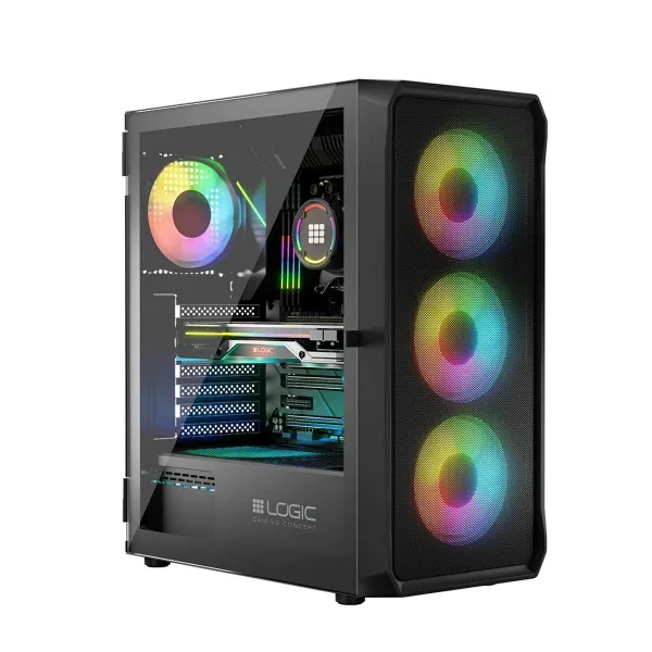 ATX Semi-tower Korpus Logic PORTOS ARGB Valge Must