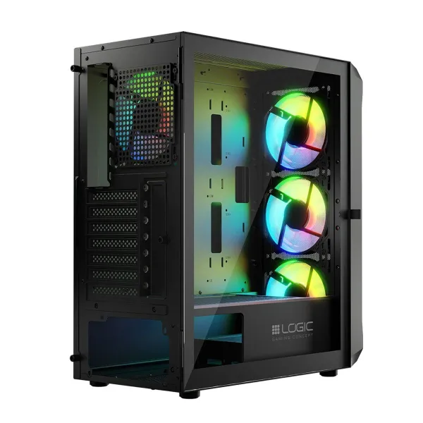 ATX Semi-tower Korpus Logic PORTOS ARGB Valge Must