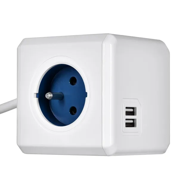 Kontaktdakša ar vairākiem spraudņiem Allocacoc PowerCube Extended USB Type E Zils (1,5 m)