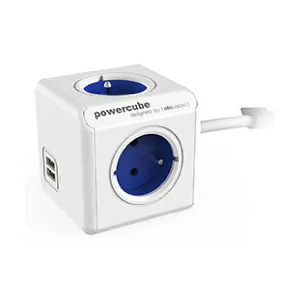 Kontaktdakša ar vairākiem spraudņiem Allocacoc PowerCube Extended USB Type E Zils (1,5 m)