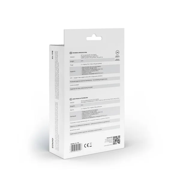 DisplayPort kabelis Savio CL-176 Juoda 3 m