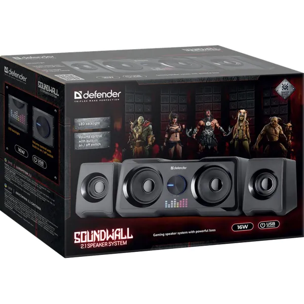 Динамики для ПК Defender SOUNDWALL 2.1 65214 Чёрный