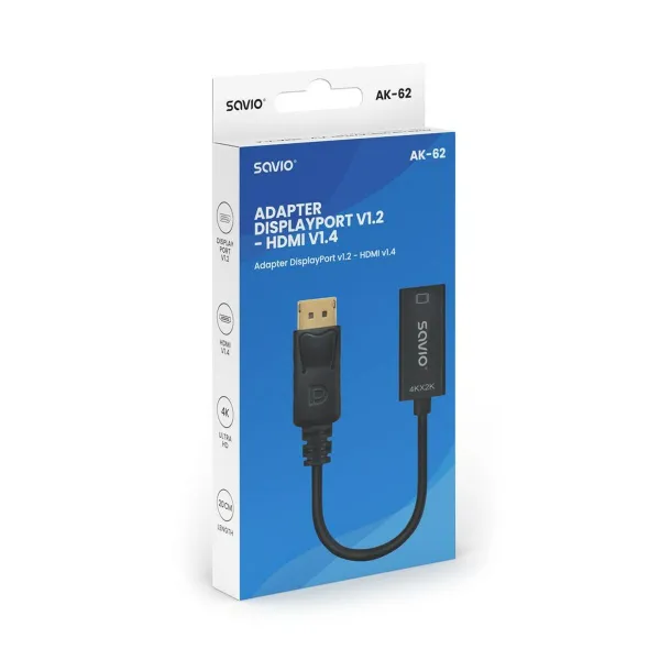 DisplayPort – HDMI adapteris Savio AK-62 20 cm