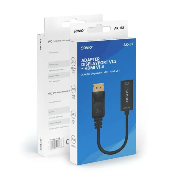 DisplayPort – HDMI adapteris Savio AK-62 20 cm