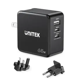 Sieninis įkroviklis Unitek P1117B Juoda 65 W (1 vnt.)