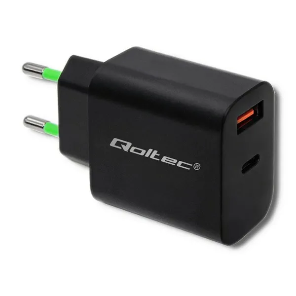 Sieninis įkroviklis Qoltec 51713 Juoda 18 W