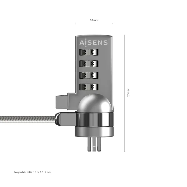 Защитный кабель Aisens ASLK-D40N01-SL Серебристый 1,5 m