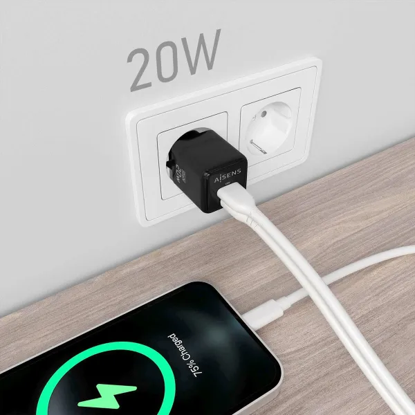 Wall Charger Aisens ASCH-20W2P011-BK Black