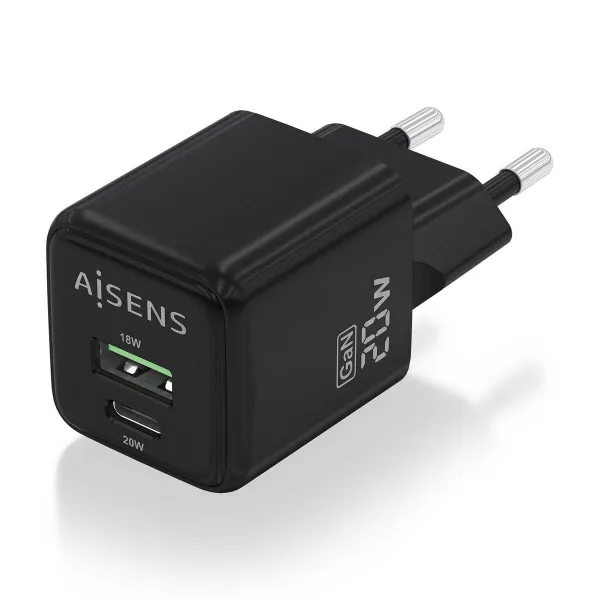 Wall Charger Aisens ASCH-20W2P011-BK Black