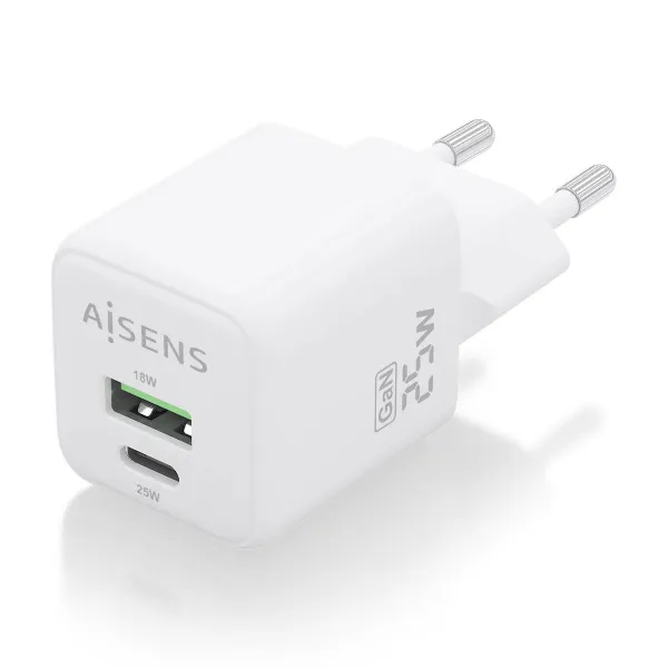 Wall Charger Aisens ASCH-25W2P014-W White Multicolour 25 W
