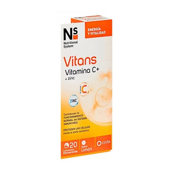 Ns Vitans Vitamin C + Zinc 20Effervescent Tablets Lemon Flavor