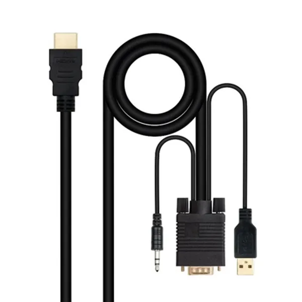 HDMI uz VGA ar Audio Adapteris NANOCABLE 10.15.4350 1,8 m Melns