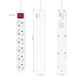 Elektriskā shēma NANOCABLE Regleta de enchufes de 6 tomas con interruptor, 1.4 metros Blanca