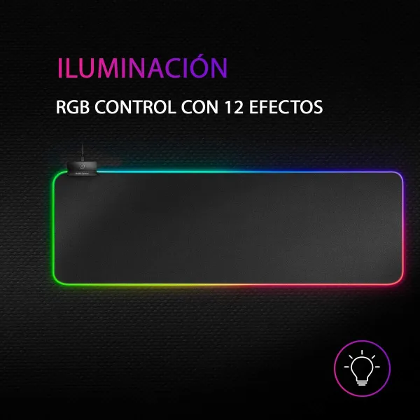 Žaidimų pelės kilimėlis su LED apšvietimu Mars Gaming MMPRGB2 RGB XL Juoda