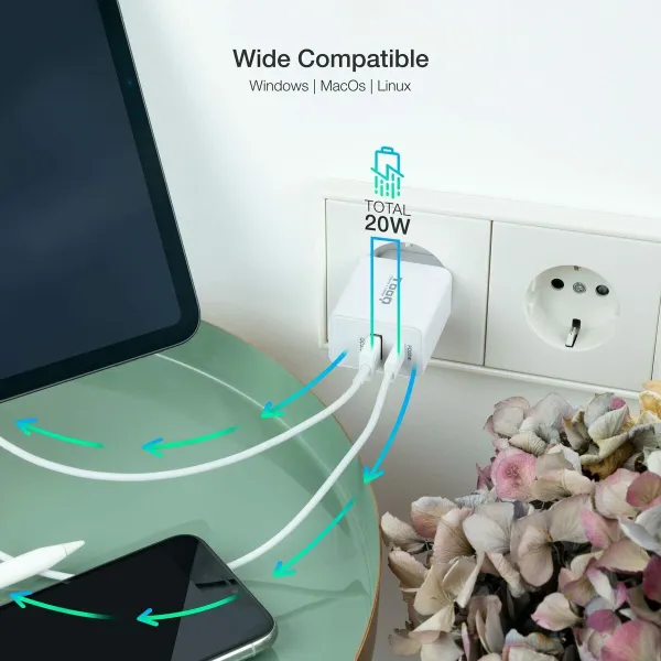 Wall Charger TooQ TQWC-2SC04WT White 20 W