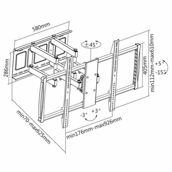 TV Sienā Montējams Plaukts TooQ LP75100TN-B 60"-100" 60"