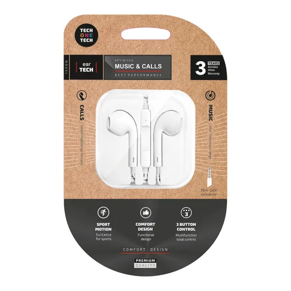 Ausinės su mikrofonu Tech One Tech TEC1001 Balta