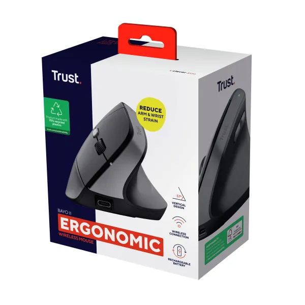 Ergonomiška optinė pelė Trust Bayo II Juoda 2400 dpi