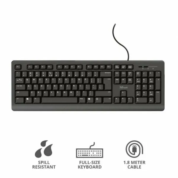 Klaviatūra Trust 23982 Juoda Ispanų QWERTY