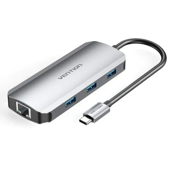 USB-keskitin Vention TOHHB Hopeinen