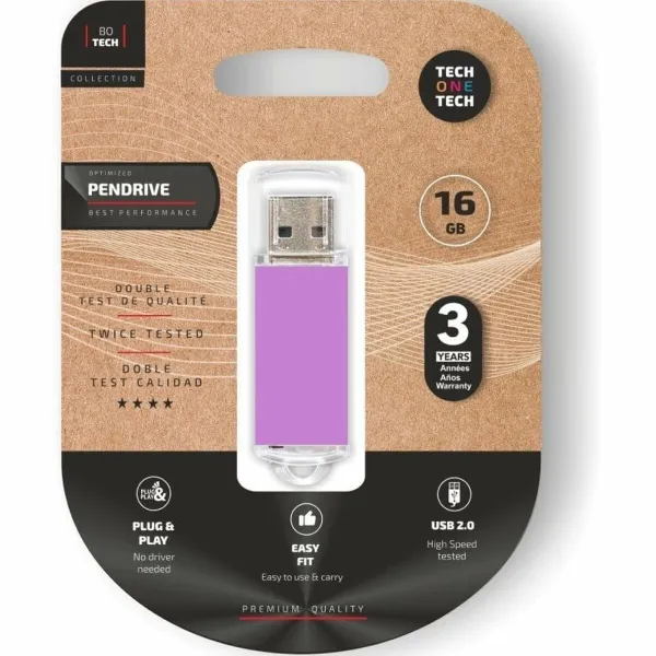 USB atmintukas Tech One Tech Basic 16 GB Purpurinis