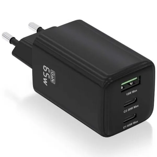 Wall Charger Aisens ASCH-65W3P042-BK Black Multicolour 65 W