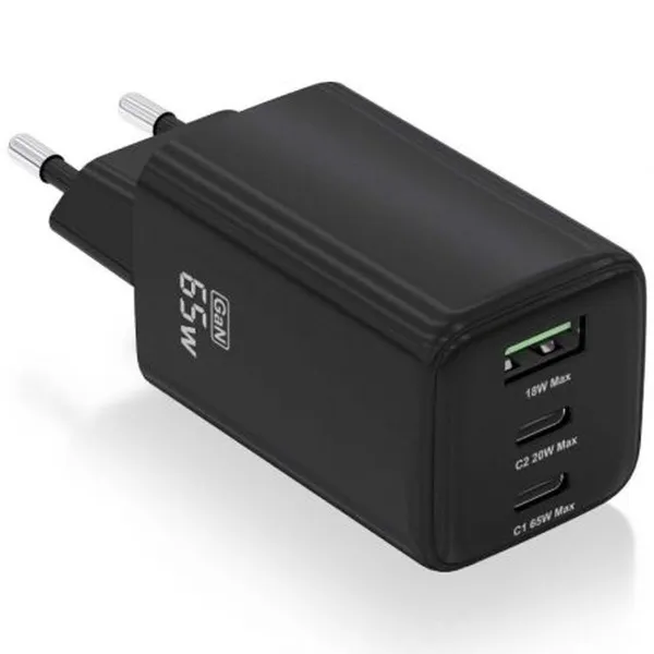 Wall Charger Aisens ASCH-65W3P042-BK Black Multicolour 65 W