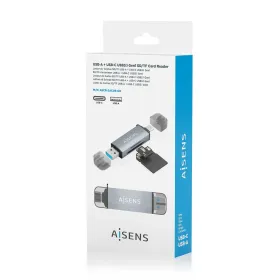 Ulkoinen kortinlukija Aisens ASCR-2AC08-GR Harmaa