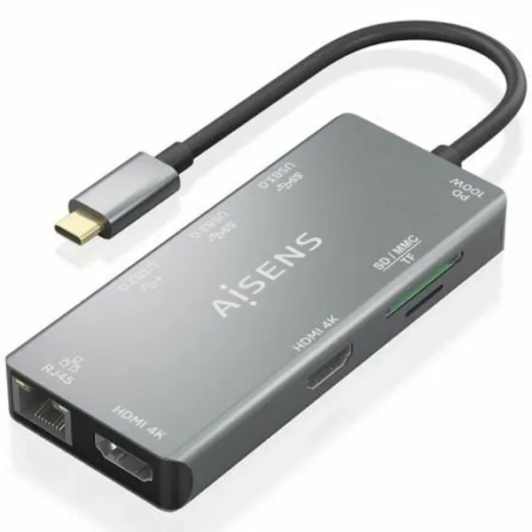 USB šakotuvas Aisens ASUC-9P018-GR Pilka