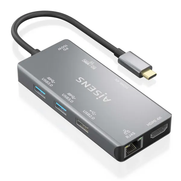 USB šakotuvas Aisens ASUC-9P018-GR Pilka