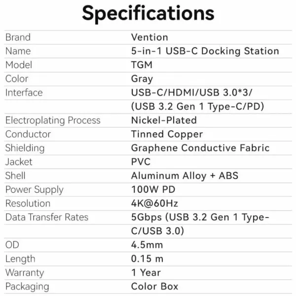 USB Centrmezgls Vention TGMHB