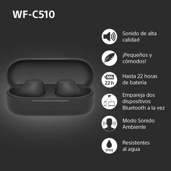 Беспроводные наушники с чехлом для зарядки Sony WF-C510 Чёрный