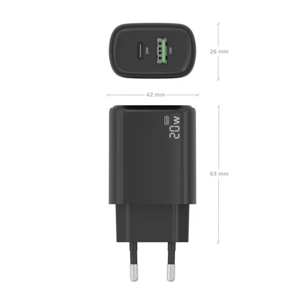 Sieninis įkroviklis Aisens A110-0910 Juoda 20 W