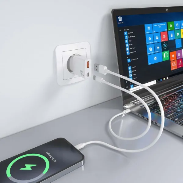 Wall Charger Aisens ASCH-30W2P046-W White 30 W
