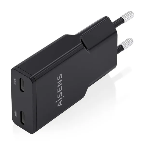Wall Charger Aisens ASCH-30W2P049-BK Black 30 W
