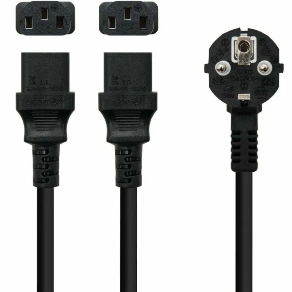 Кабель питания NANOCABLE CEE7-M a 2xC13-H 3 m Чёрный 3 m